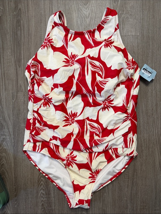 Shade & Shore Other - Shade & Shore Red and White Floral One-Piece Swimsuit